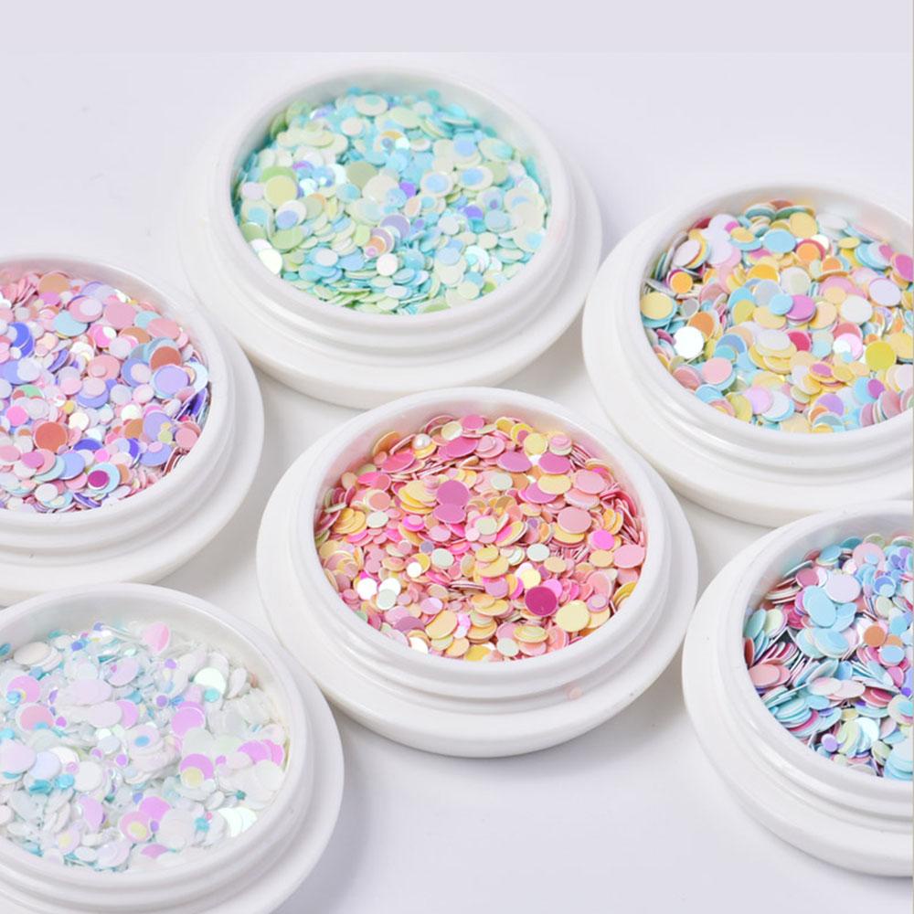 Agustina Nail Art Bulat Sequin Candy Color Glitter Mengkilapkan Dekorasi Nail Art DIY