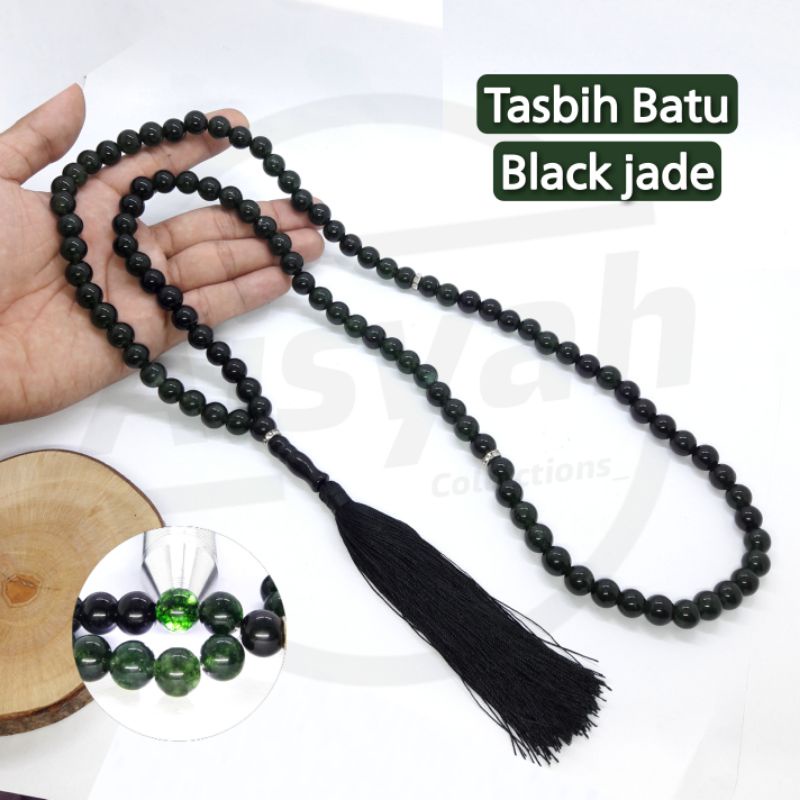 TASBIH BATU NATURAL BLACK JADE ORIGINAL ACEH 99  BUTIR
