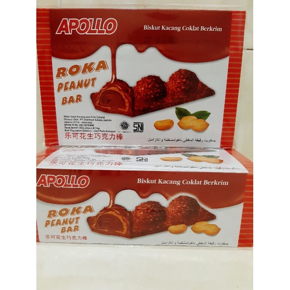 Apollo Roka Peanut Bar 1 box isi 24 pcs @ 18 gr