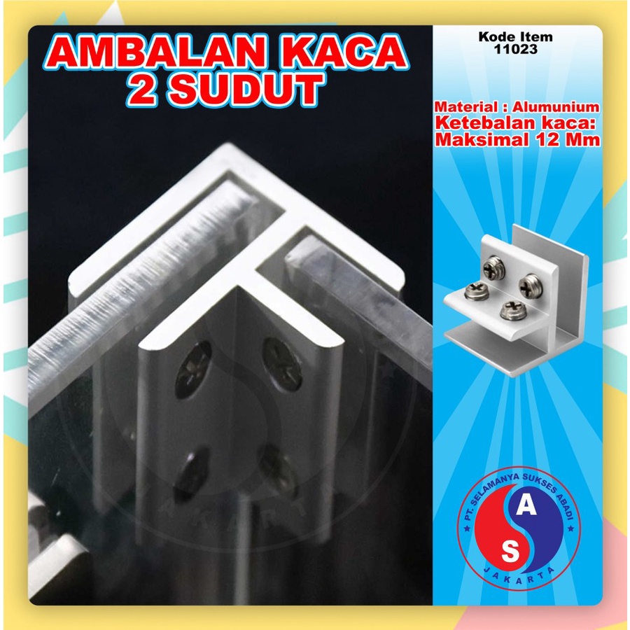 2 PC Ambalan Bracket Penjepit Kaca L Siku Penjepit Kaca Jepit Kaca 2 Sudut