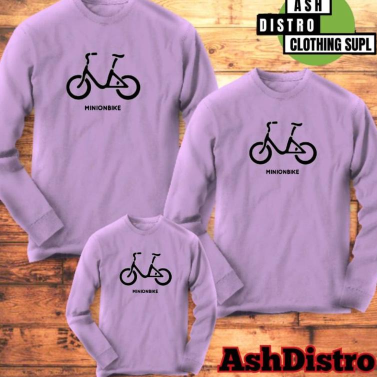 [KODE 8F8UR] Kaos lengan panjang couple keluarga sepeda minion bike / baju kapel ayah ibu anak 01