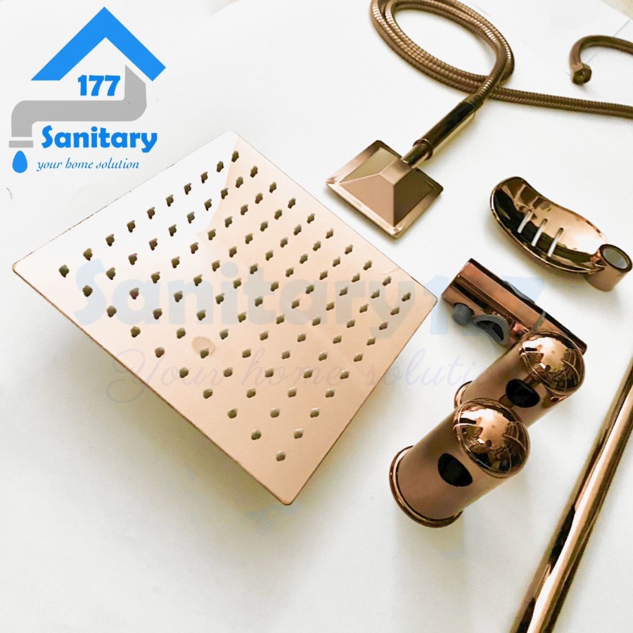 Paket Tiang Shower Set Coloum ROSEGOLD TS7- Set Tiang Shower Rainfall Mixer Komplit Stainless Rose Gold