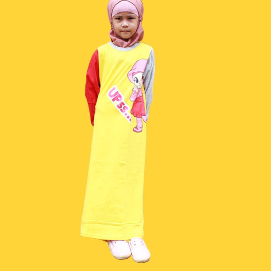 Little Buddy's Baju Muslim Gamis kaos Anak Perempuan Kombinasi Sablon Size 2-10th Combed 24s Murah