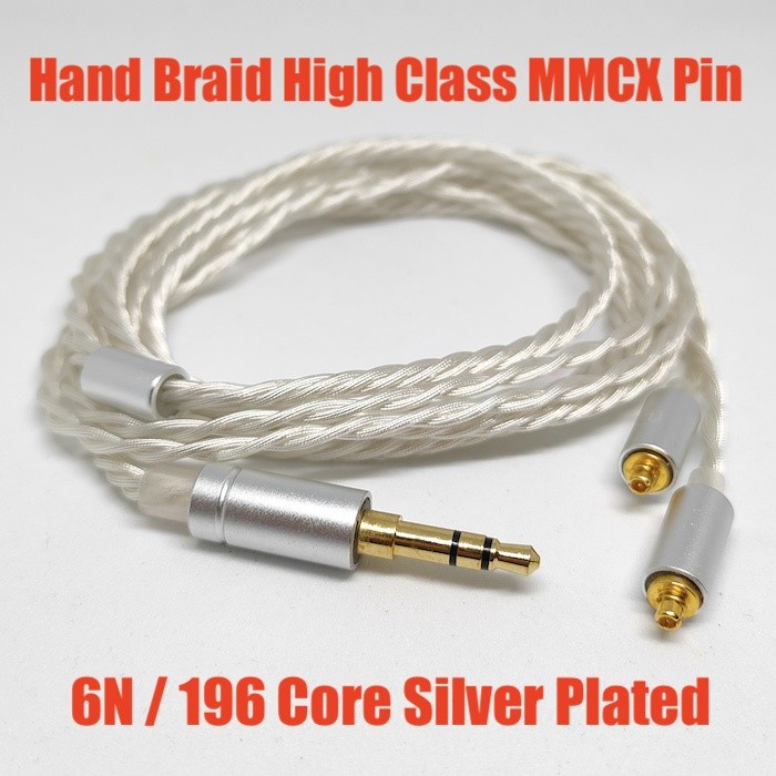 High End Premium Custom Hand Braid MMCX Pin Cable 6N Silver Plated