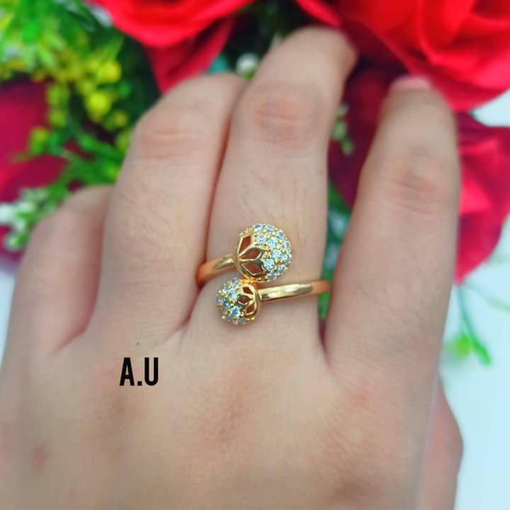 Cincin Dewasa Permata Motif Bola perhiasan wanita Gold dan Silver limited edition (COD)