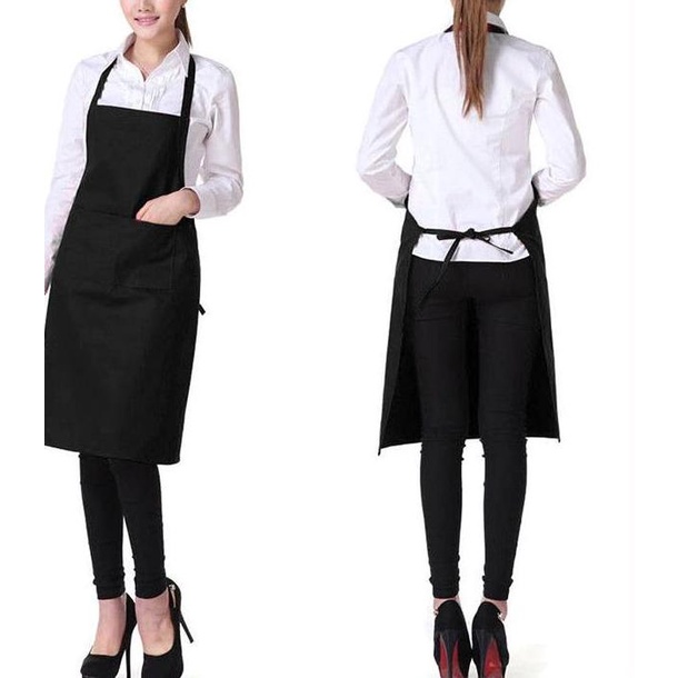✺ CELEMEK/APRON/RESTORAN/KOKI/MASAK/ CELEMEK HITAM POLOS - Hitam ❃