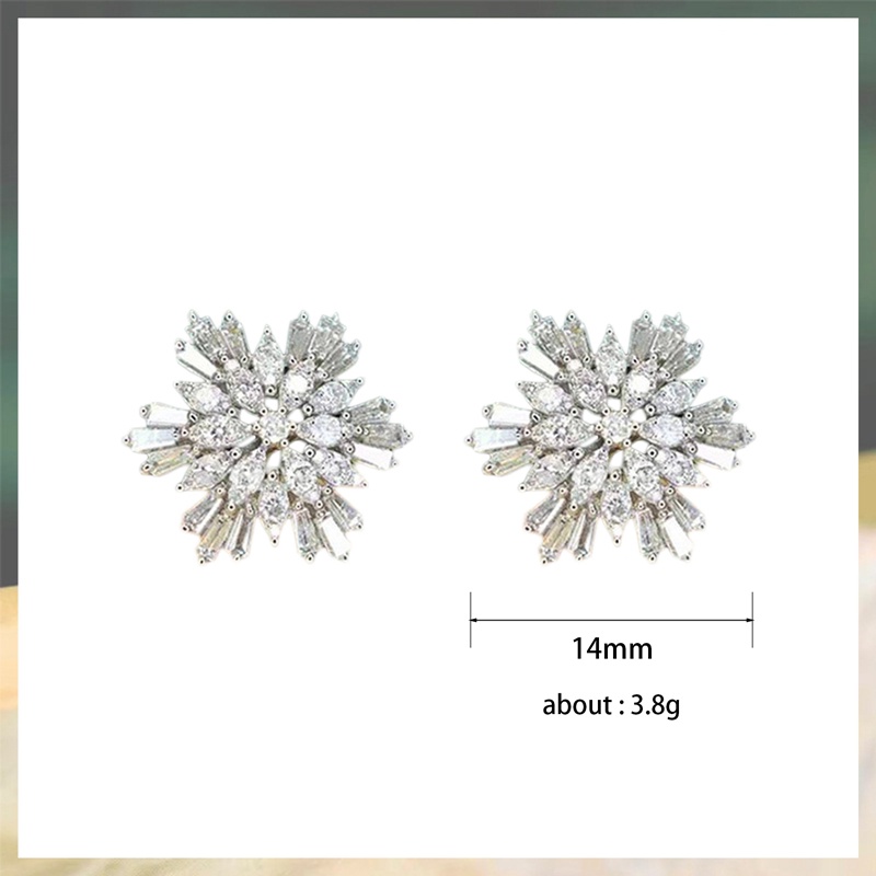 Anting Tusuk Desain Snowflake Hias Cubic Zircon AAA Bling Untuk Wanita