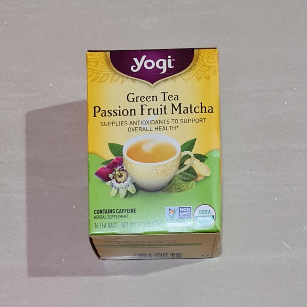 Teh Yogi Tea Green Tea Passion Fruit Matcha Antioxidants 16 x 2 Gram