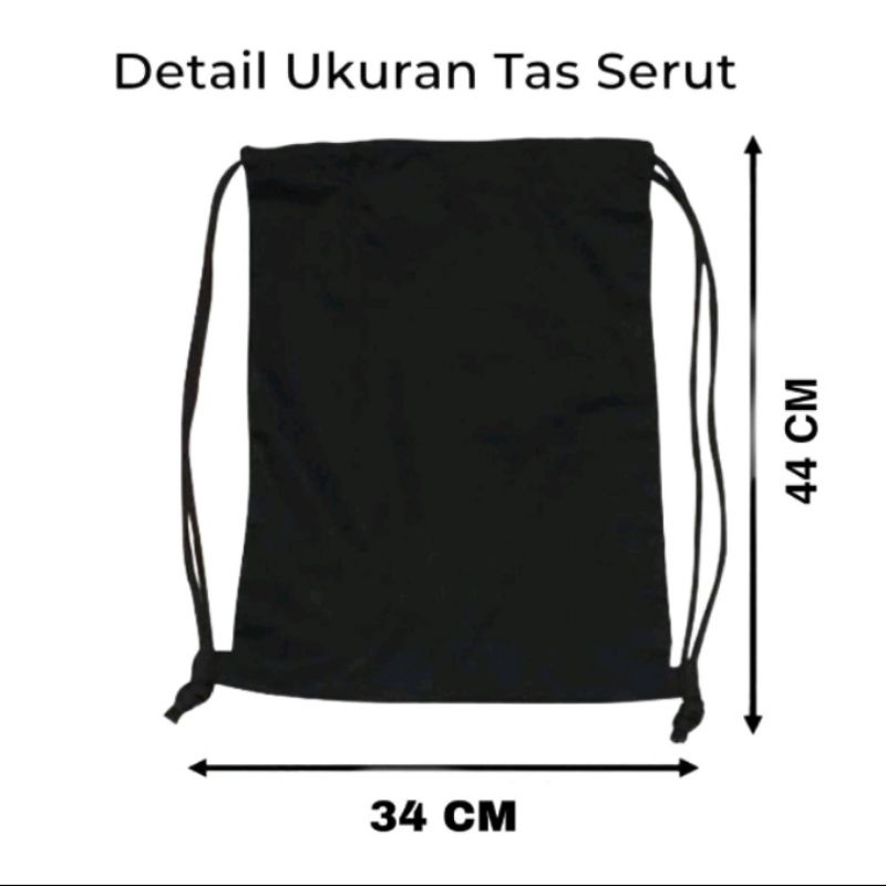 Tas Serut Pria Wanita Unisex Model Polos Hitam Original Tas Futsal