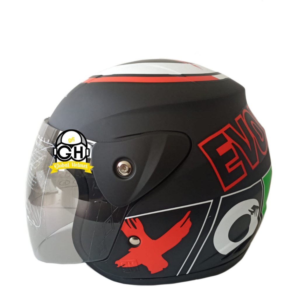 HELM EVOLUTION OUTSIDE BLACK DOFF HALF FACE MODEL GM EVO