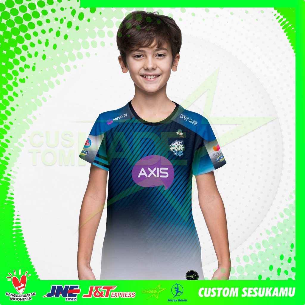 Kaos Baju Jersey Gaming Anak EVOS new 2021 Gaming Esport Custom Free Fire 2-11 Tahun