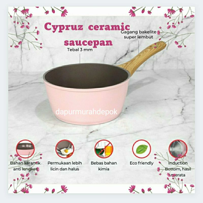 cypruz pink ceramic saucepan