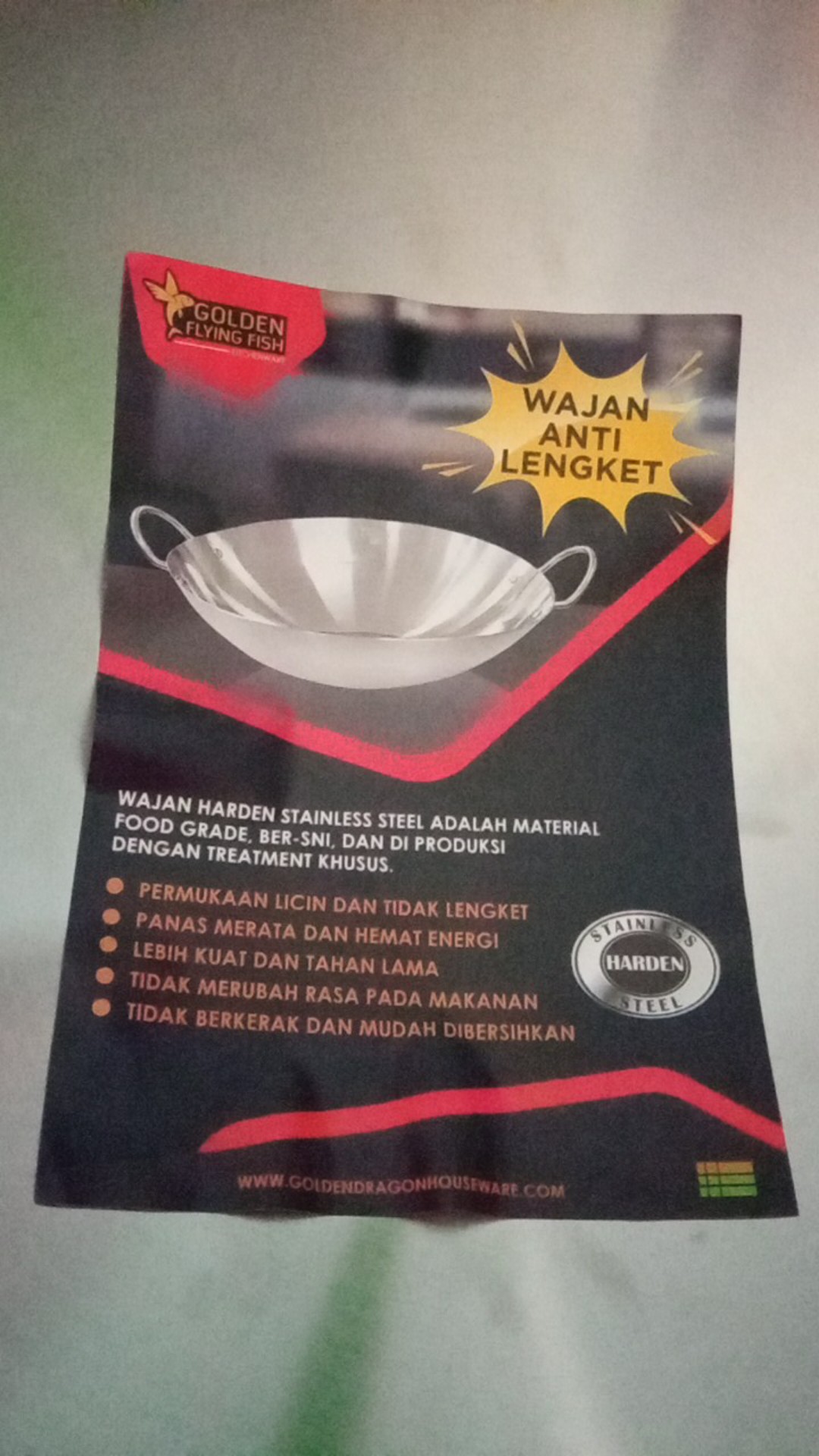 Wajan Stainless Steele Harden Golden Flying Fish Anti Lengket Terlaris