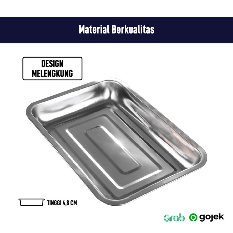 Nampan Stainless Persegi 8209 Tinggi 4.8cm Baking Tray Dapur loyang Anti Karat tempat saji