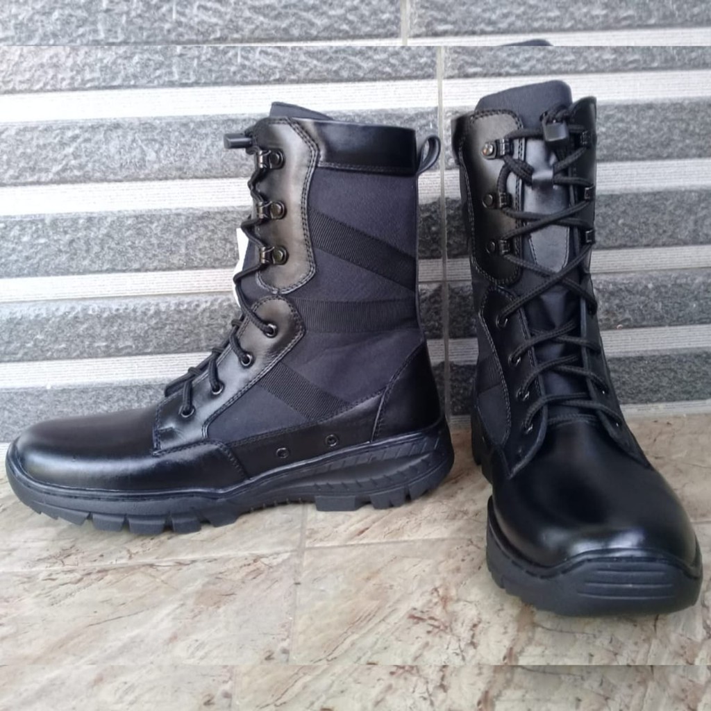 Sepatu PDL Ninja Kulit Asli Merk MARCHAZ Sepatu PDL Tni Polri Security Satpam Sepatu Boots Pria