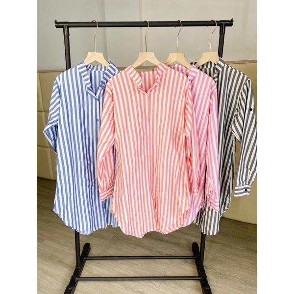 tunik salur wanita / tunik korea salur vneck / tunik cantika