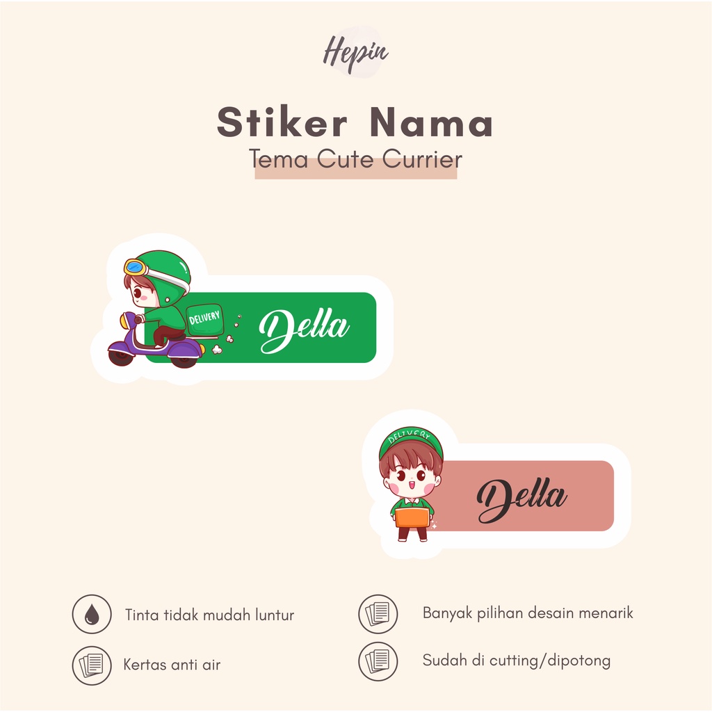 

(90 - 120 pcs) Murah Stiker nama CUTE CURIER / Stiker Nama Anak Murah / Label Nama Custom waterproff
