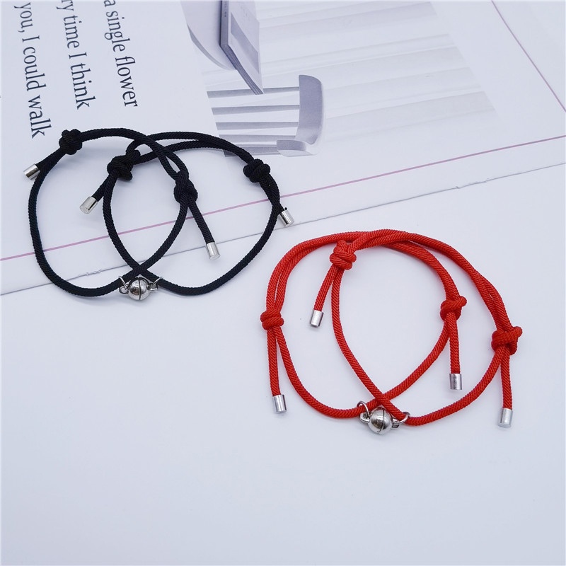 2 Pcs Gelang Cinta Pasangan Tali Kepang Magnetik Gaya Cina Untuk / Pria / Wanita -PD