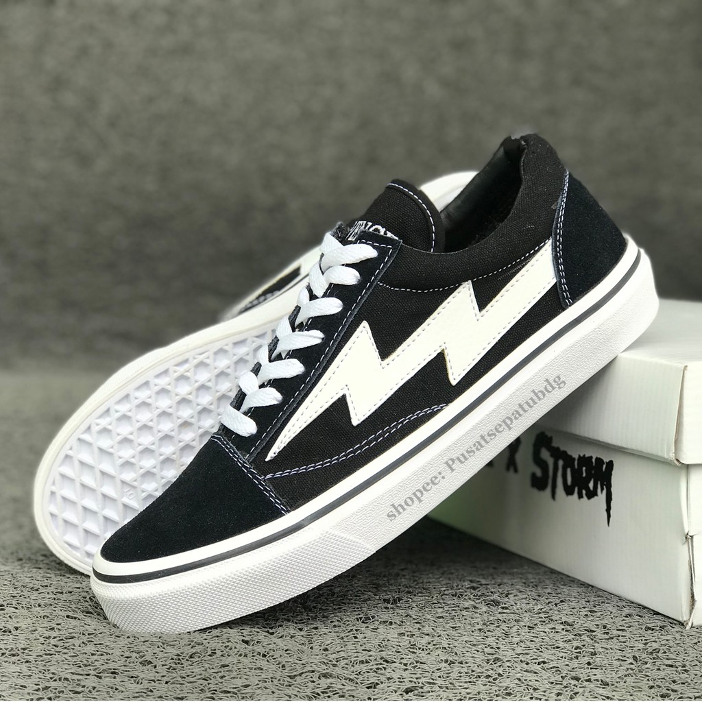 TERLARIS SEPATU REVENGE X STORM BLACK WHITE OLDSKOOL PREMIUM