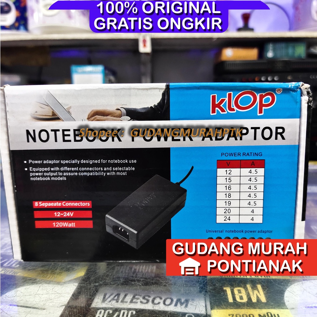 ADAPTOR Charger universal 12 15 16 18 19 20 24 volt NOTEBOOK POWER LAPTOP POWER SUPPLY MEREK KLOP BISA DI SETTING