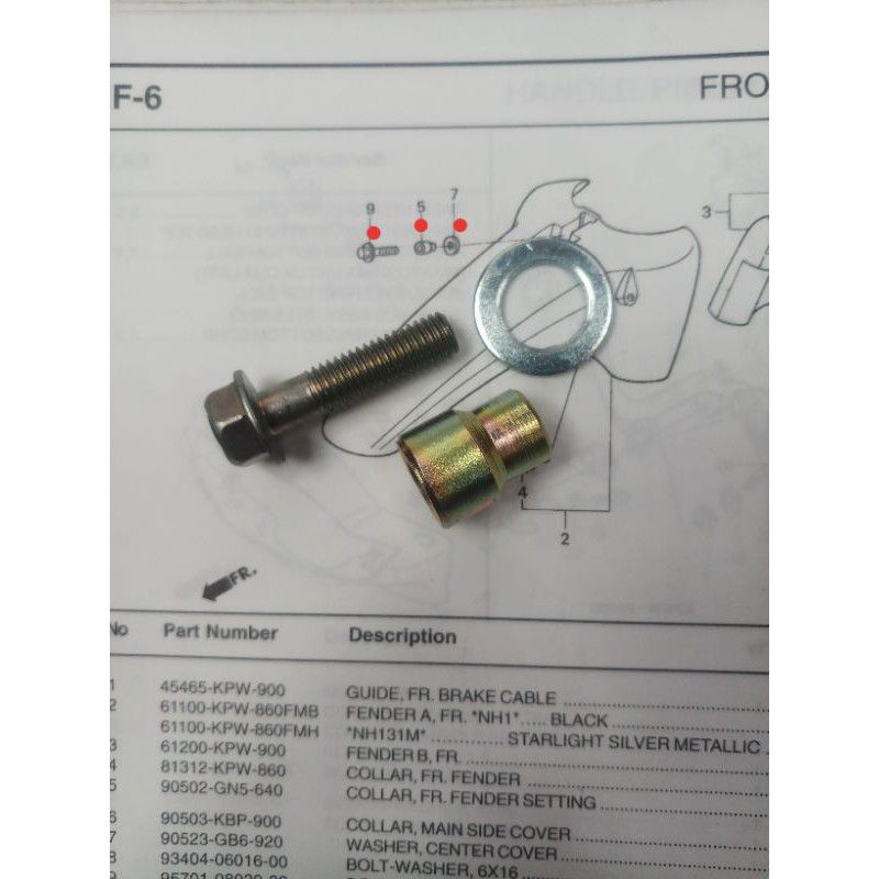 baut set bosh & ring spakbor depan honda kirana astrea grand sabit legenda