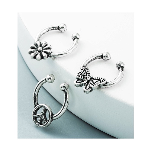 LRC Anting Set Fashion 3-piece Set Flower Butterfly 3-piece W74296