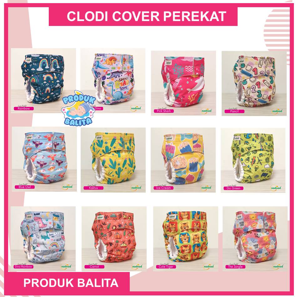 Clodi Cover Nadnad Perekat Dan Celana New Desain Motif Terbaru Popok Kain Cuci Ulang Terlaris