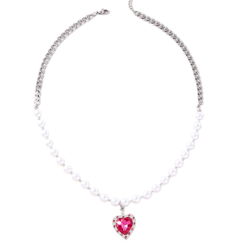 Kalung Choker Liontin Hati Kristal Mutiara Putih Untuk Wanita