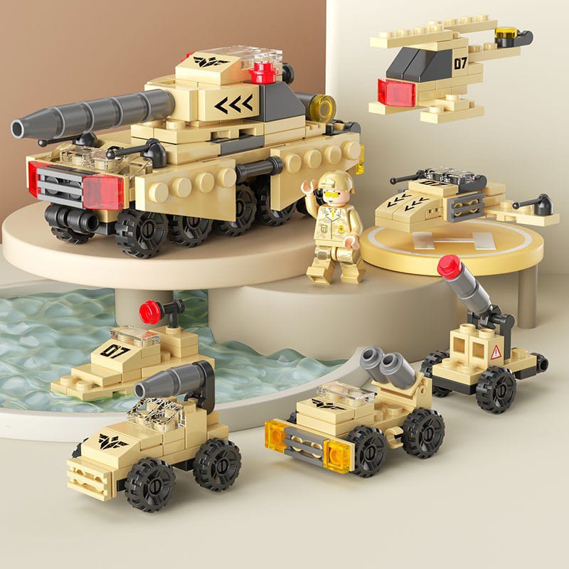 MAINAN BLOCK LEGO TANK MILITER ARMY TEMPUR TANK  6IN1 MINIFIGURES MILITER