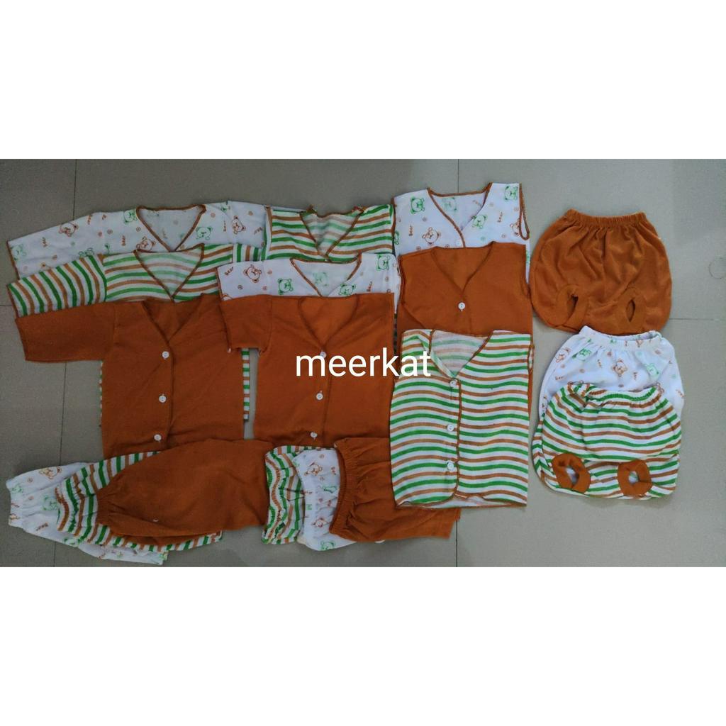 100rb Paket Hemat Set 18 PC Perlengkapan Melahirkan Bayi Baru Lahir Paket newborn baby boy girl Paling Murah paket komplit baju bayi tabur animal 18 coklat