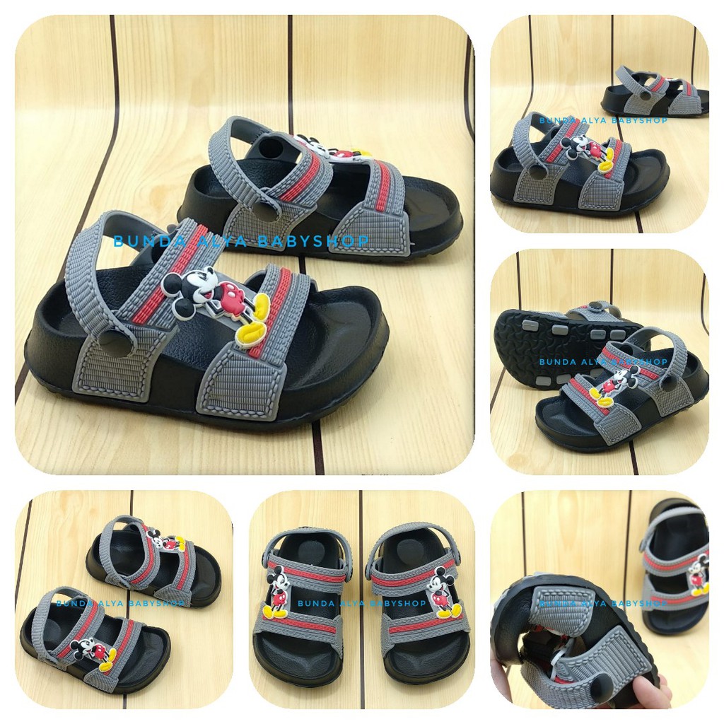 Sendal Anak Laki Laki Usia 2 Tahunan Kartun ABU Alas Karet - Sepatu Sandal Anak Cowok Karet Anti Slip Size 23 - 25