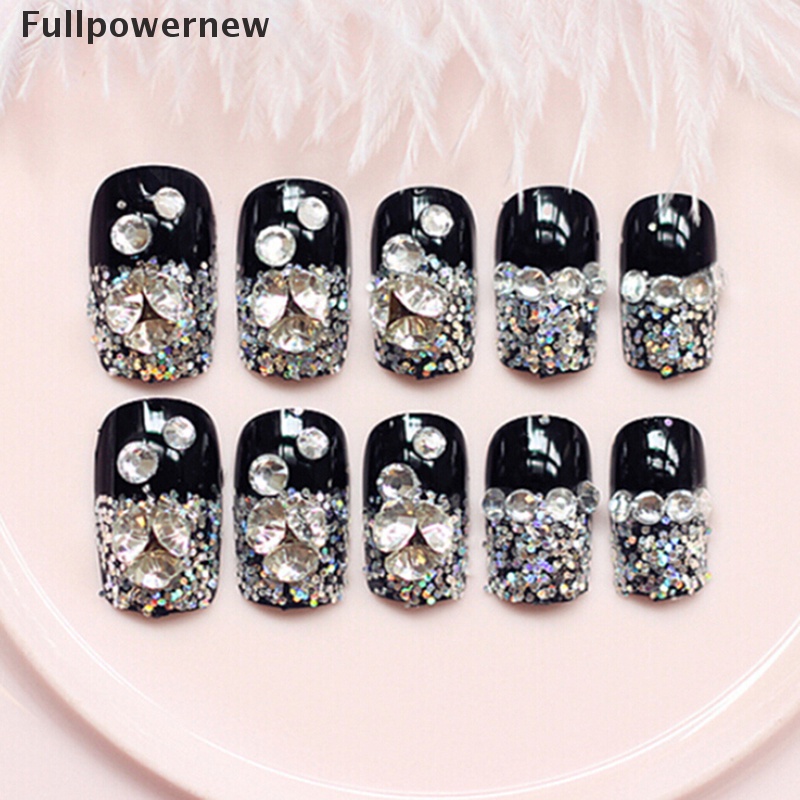 [FULL] 24 Pcs Black Acrylic Fake Finger Nails Full Cover Fake False Nail Art Tips Diy