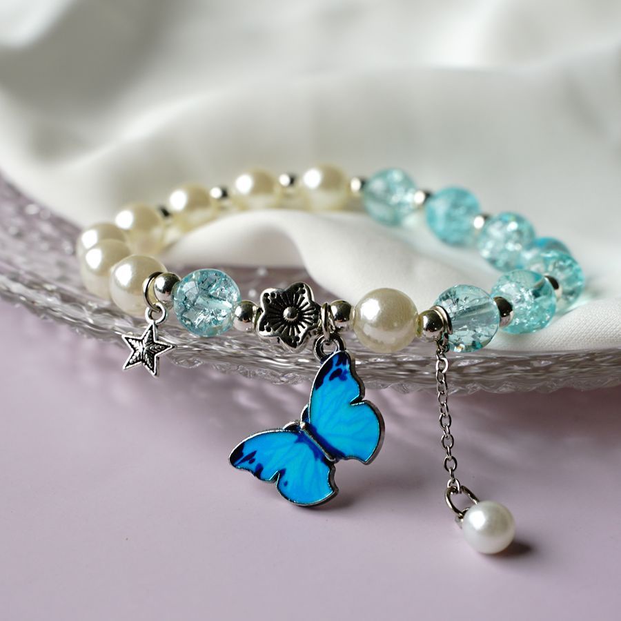 Gelang Rantai Manik-Manik Kristal Butterfly Fortune Untuk Wanita