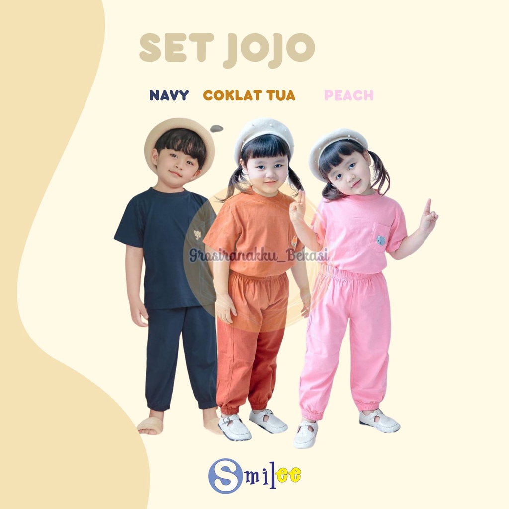 Setelan Anak Unisex Smilee Jojo Mix Warna Size 1-5T