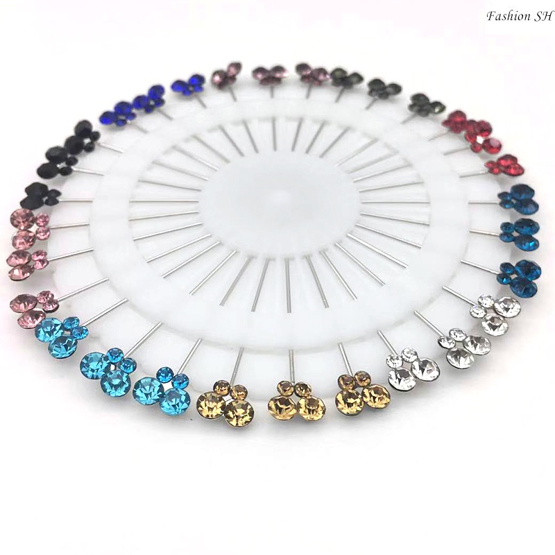 30pcs Bros butterfly Pin Aksen Berlian Imitasi Untuk Hijab M30020