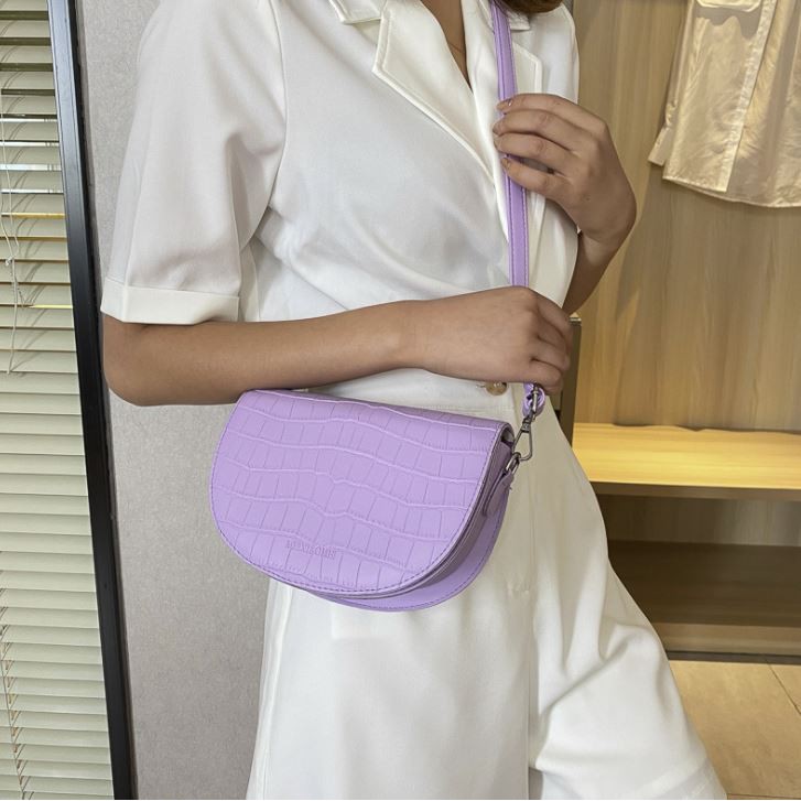 Retaily RY1420 Tas Mini Perempuan Korean Style Fashion Wanita Lilac Croco Motif Slingbag Woman