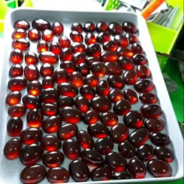 Batu permata natural hessonite red garnet giwang sadis