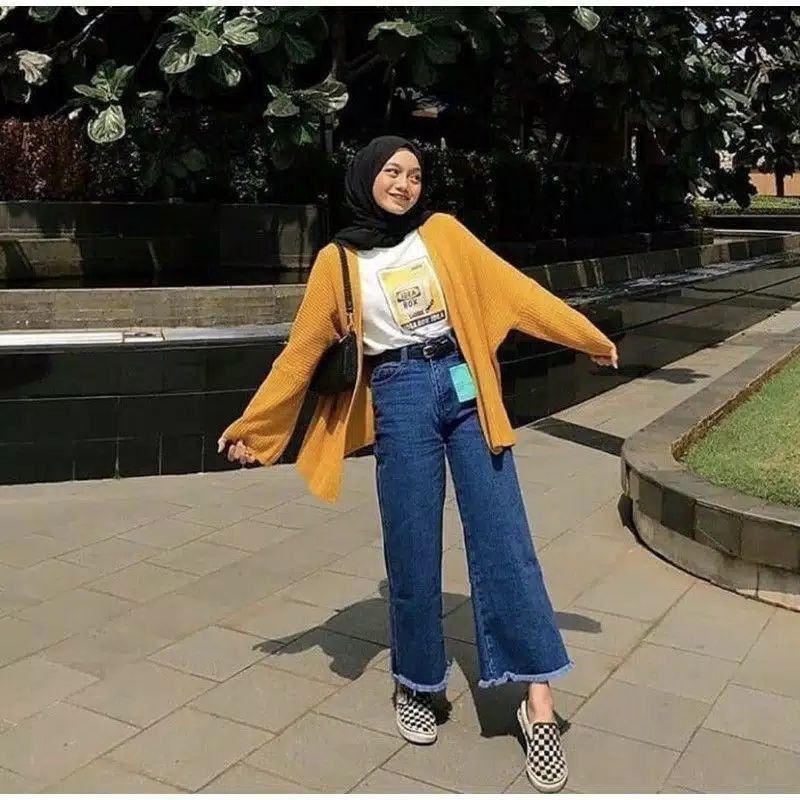 Kulot rawis jeans wanita // Boyfriend rawis jeans tebal