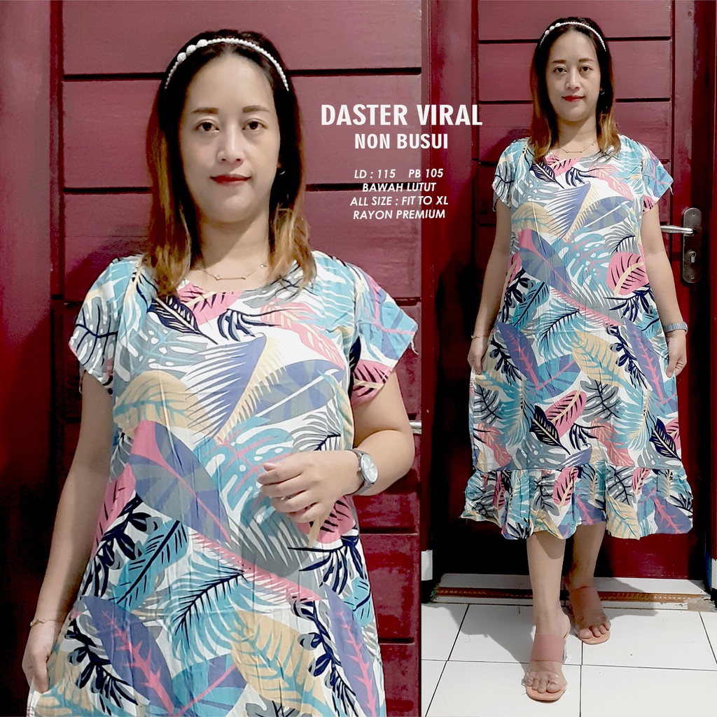 DASTER RUFFLE | DASTER VIRAL MOTIF | DASTER KEKINIAN | DASTER RAYON MURAH BAWAH LUTUT NON BUSUI-MOTIF 05