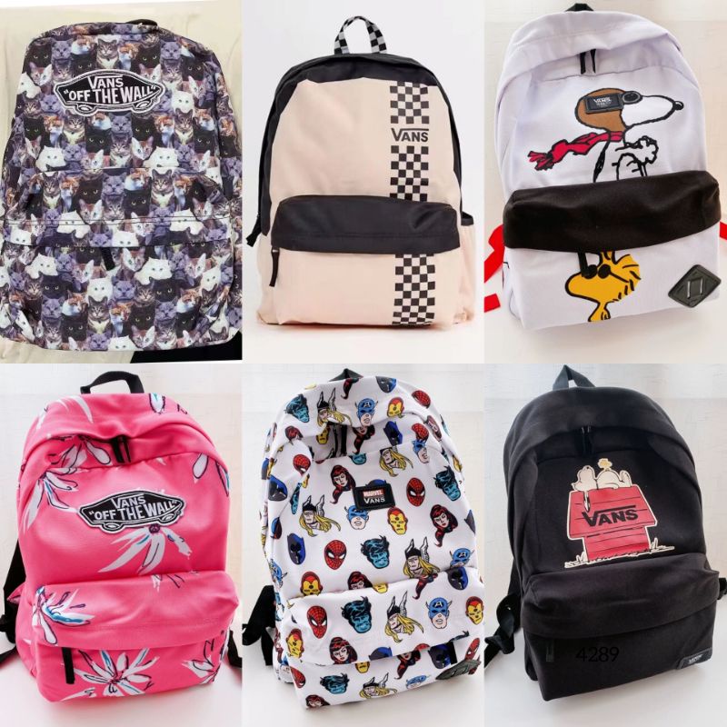 SALE SALE SALE backpack tas vans tas sekolah tas vans of the wall vans peanut snoopy vans marvel ori