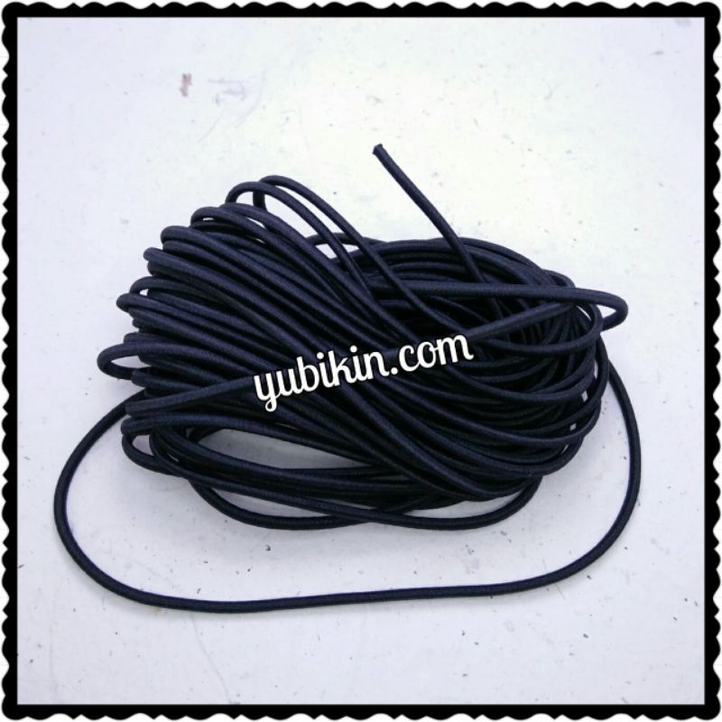 

1 Meter Tali Karet Bulat 2,5mm Elastis Elastic Warna Hitam