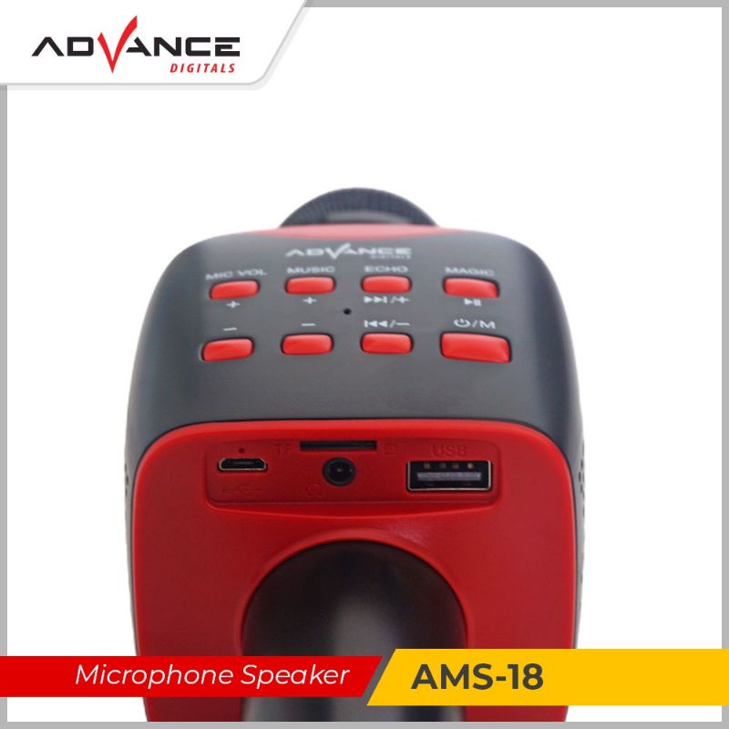 Mic Bluetooth Advance Ams-18 Noise Reduction/Microphone Speaker Tweeter Assisted Bass/Micropon Karaoke Wireless Bluetooth