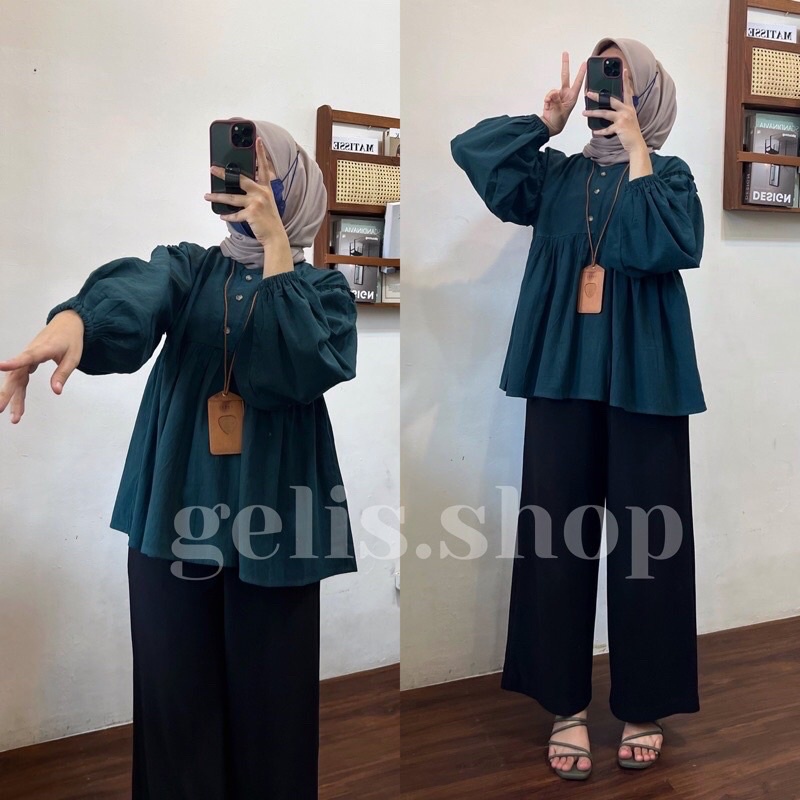 [𝐒𝐈𝐀𝐏 𝐊𝐈𝐑𝐈𝐌] Diana Top Blouse Emerald by Gelis Shop