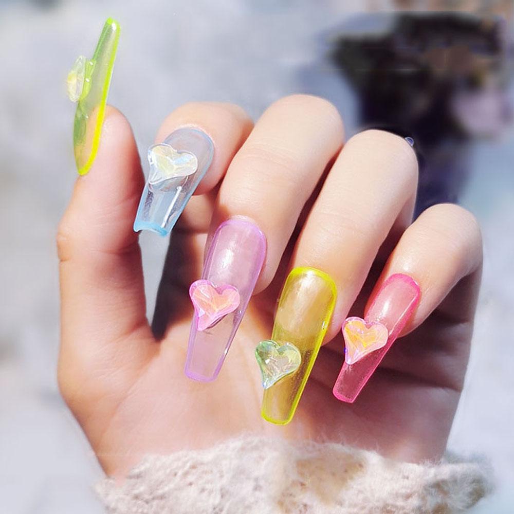 Mxbeauty Ikatan Simpul Nail Art Dekorasi Pesona Flash Mutiara Manikur Aksesoris Bengkok Peach Hati DIY Ornamen