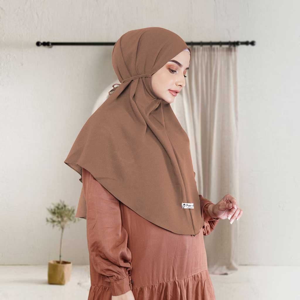 Bugis Hijab - Bergo Maryam Polos - Ukuran L - Bergo Instan-THAI TEA