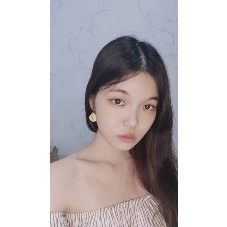Anting Tusuk Elizabeth Coin Stud Earrings Liontin Koin