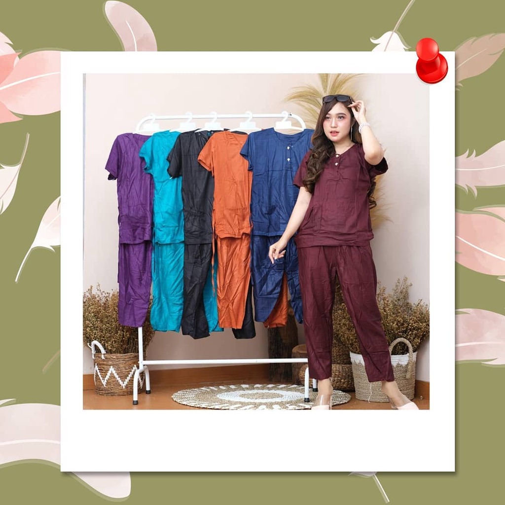 ONE SET POLOS / SETELAN RAYON BUSUI / ONE SET RAYON / SETELAN WANITA / SETELAN RAYON / SETCEL-7