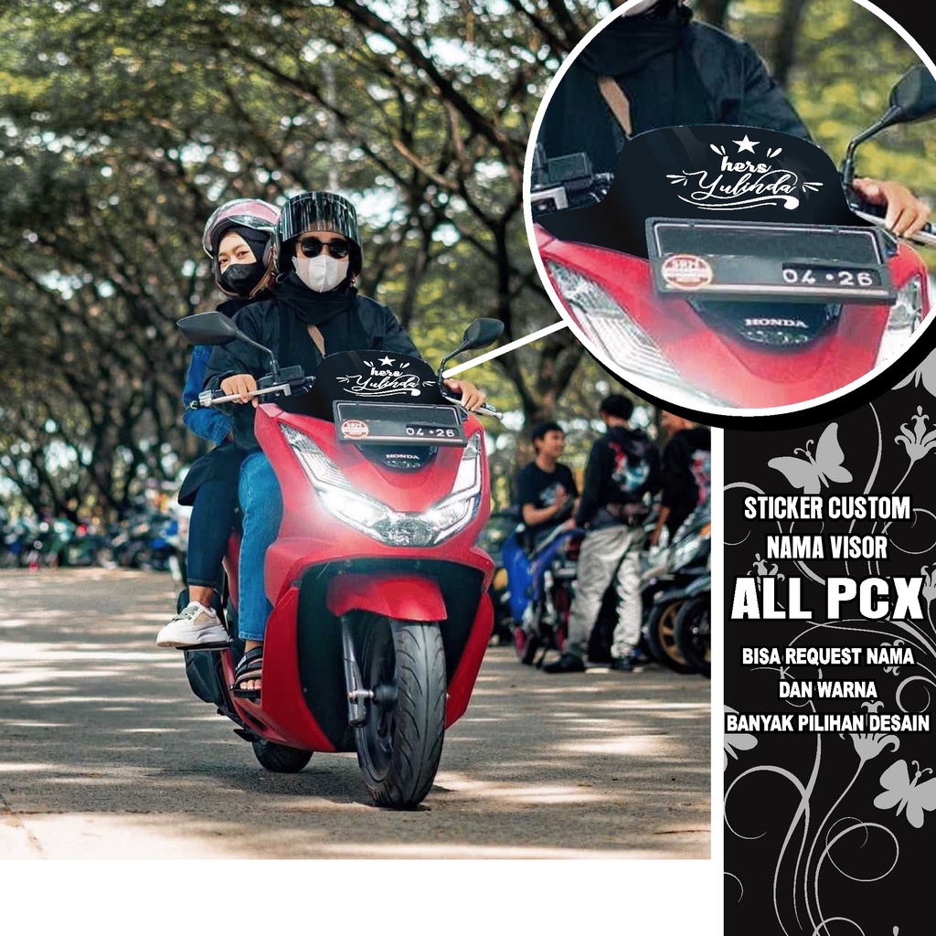 STIKER CUSTOM NAMA VARIASI VISOR PCX