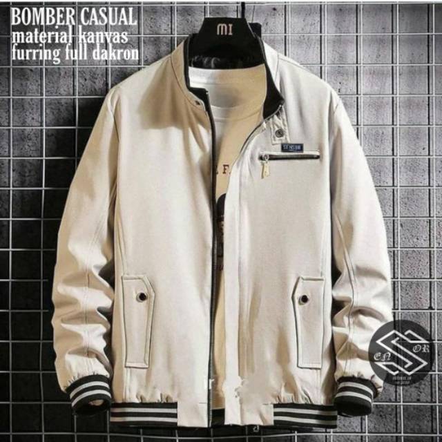 Jaket bomber pria canvas cassual sensor terbaru