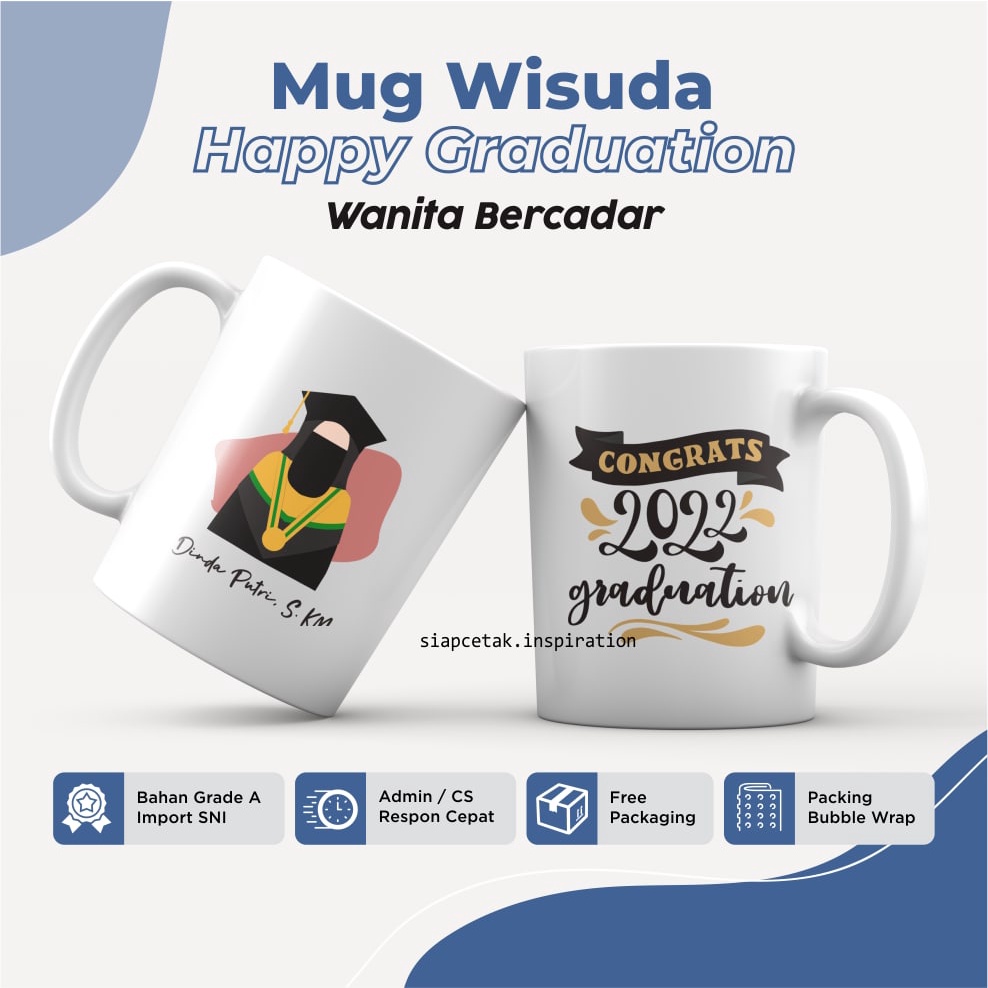 

Mug Wisuda Custom Nama Hadiah Graduate Unik Murah Graduation Hijab Bercadar Hampers Gift Perlengkapan Wisuda Uniq Gifts Karakter Wajah Karikatur